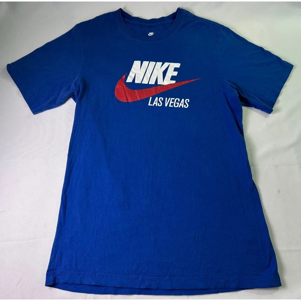 Nike Shirt Small Mens Blue Las Vegas‎ Graphic Swoosh Logo Cotton Sportswear S